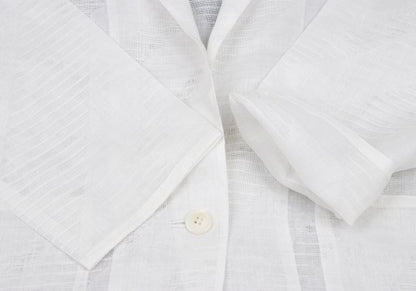 JUNKO KOSHINO Linen Bias Sheer Tailored Jacket White Size 9