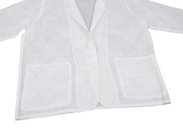 JUNKO KOSHINO Linen Bias Sheer Tailored Jacket White Size 9