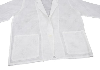 JUNKO KOSHINO Linen Bias Sheer Tailored Jacket White Size 9