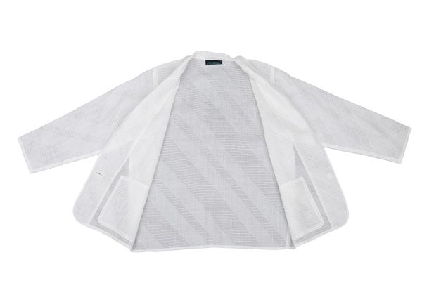 JUNKO KOSHINO Linen Bias Sheer Tailored Jacket White Size 9