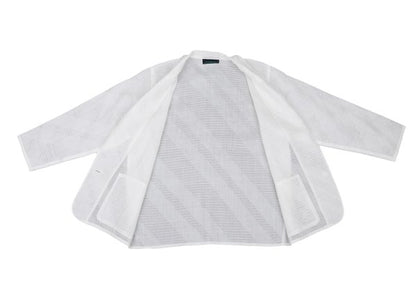 JUNKO KOSHINO Linen Bias Sheer Tailored Jacket White Size 9
