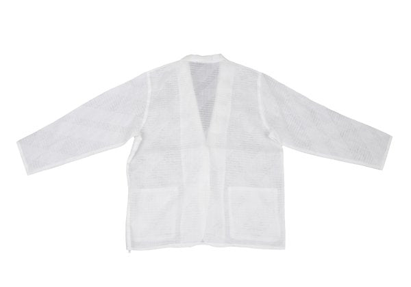 JUNKO KOSHINO Linen Bias Sheer Tailored Jacket White Size 9