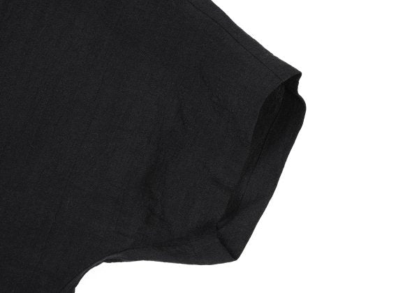 Plantation Linen Boat Neck Drop Sleeve Top Black Blouse Size M