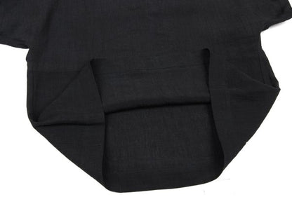 Plantation Linen Boat Neck Drop Sleeve Top Black Blouse Size M