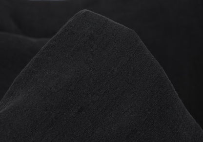 Plantation Linen Boat Neck Drop Sleeve Top Black Blouse Size M