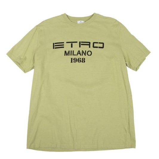 ETRO Cotton Logo Print T-Shirt Green Size 44