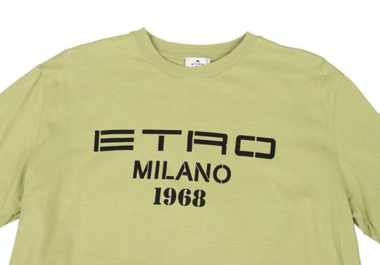 ETRO Cotton Logo Print T-Shirt Green Size 44