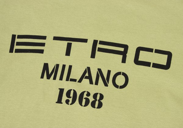ETRO Cotton Logo Print T-Shirt Green Size 44