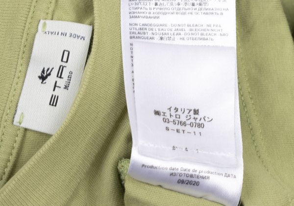 ETRO Cotton Logo Print T-Shirt Green Size 44