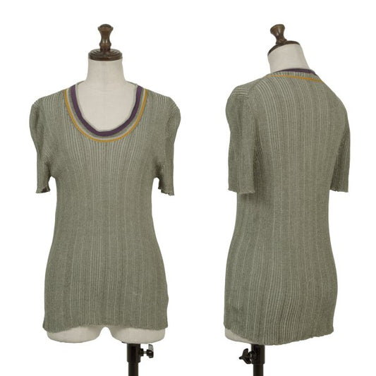 ETRO Green Cotton Rib Knit Sweater w/ Tape Design Size 46