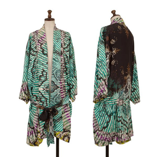 ETRO Graphic Print Belted Haori Cardigan Multi Size L