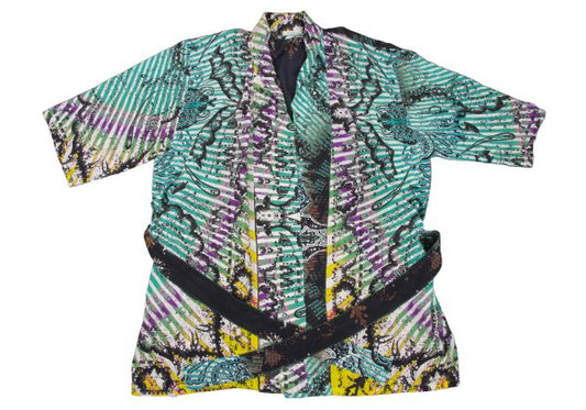 ETRO Graphic Print Belted Haori Cardigan Multi Size L