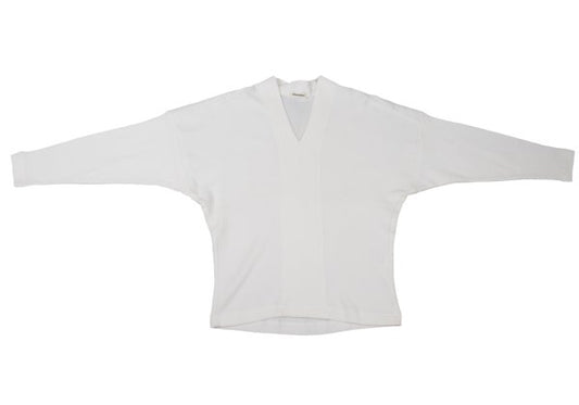 Plantation Ribbed Cotton V-Neck Top White Size M