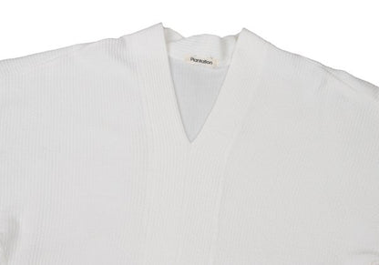 Plantation Ribbed Cotton V-Neck Top White Size M