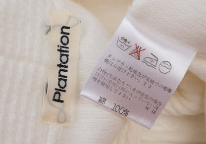 Plantation Ribbed Cotton V-Neck Top White Size M