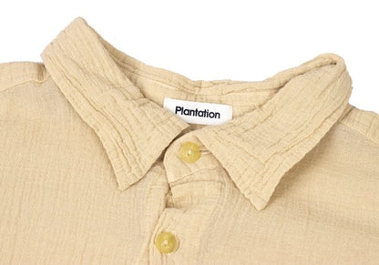 Plantation Garment Dyed Long Sleeve Shirt Beige Size M