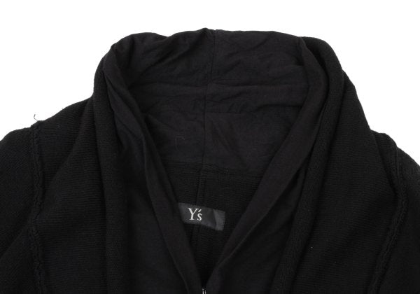 Y's Fake Layered Cotton Knit Cardigan Black Size 2
