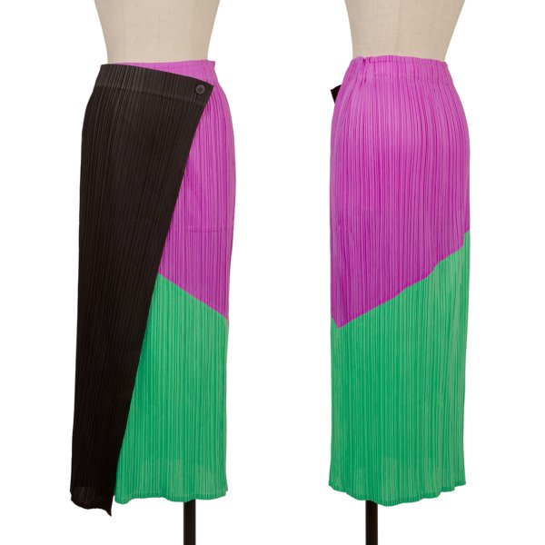 PLEATS PLEASE 21SS Color Block Front Skirt Purple Size 3