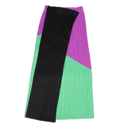 PLEATS PLEASE 21SS Color Block Front Skirt Purple Size 3