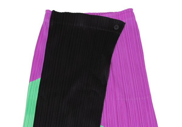 PLEATS PLEASE 21SS Color Block Front Skirt Purple Size 3