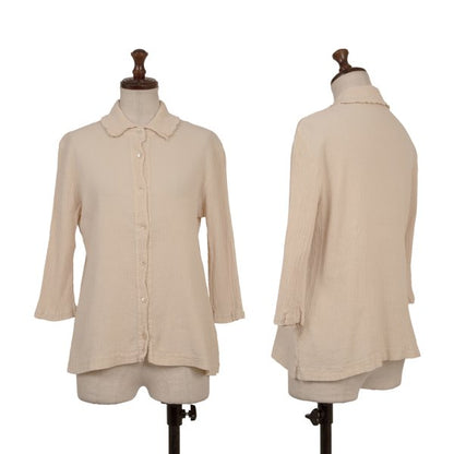 TSUMORI CHISATO Cotton Crinkle Pleat 3/4 Blouse Beige Size 2