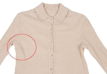 TSUMORI CHISATO Cotton Crinkle Pleat 3/4 Blouse Beige Size 2