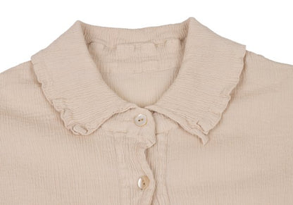 TSUMORI CHISATO Cotton Crinkle Pleat 3/4 Blouse Beige Size 2