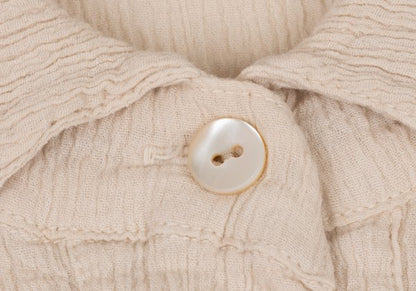 TSUMORI CHISATO Cotton Crinkle Pleat 3/4 Blouse Beige Size 2
