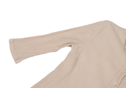 TSUMORI CHISATO Cotton Crinkle Pleat 3/4 Blouse Beige Size 2
