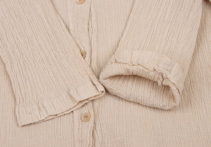 TSUMORI CHISATO Cotton Crinkle Pleat 3/4 Blouse Beige Size 2