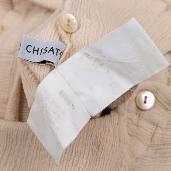 TSUMORI CHISATO Cotton Crinkle Pleat 3/4 Blouse Beige Size 2
