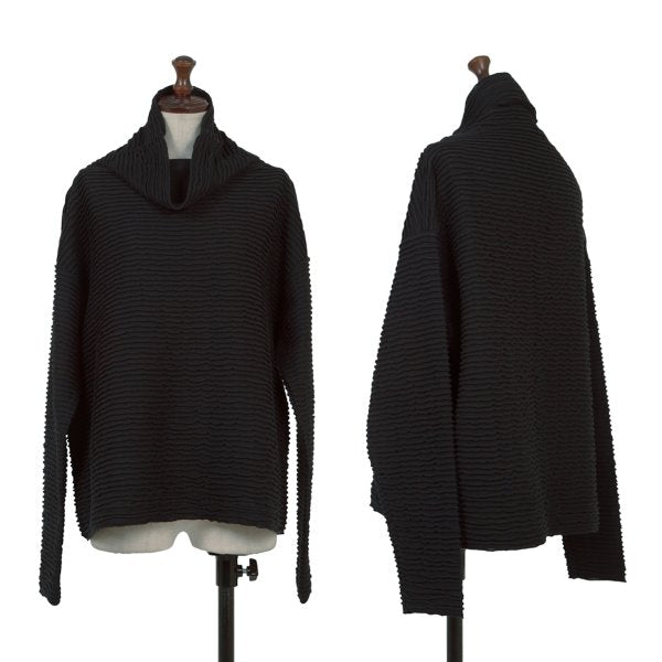Plantation Ribbed High Neck Top Black Size M