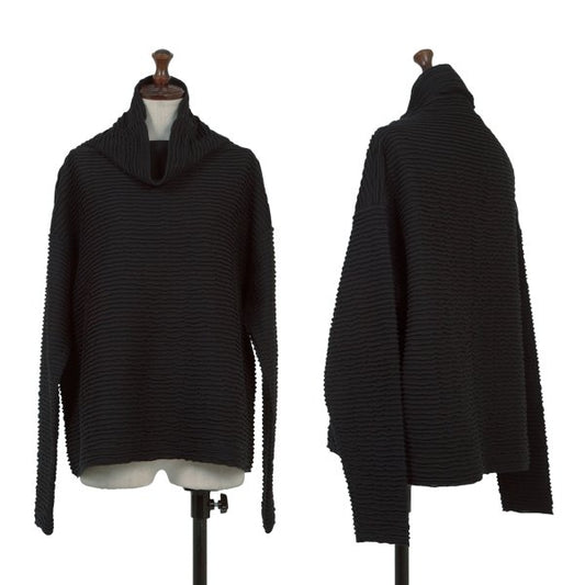 Plantation Ribbed High Neck Top Black Size M