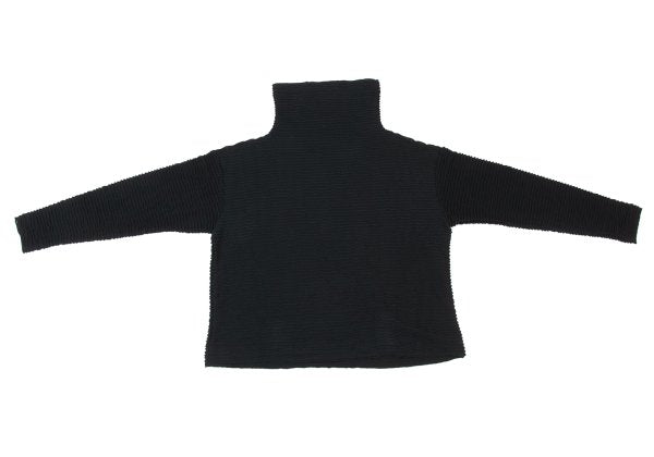 Plantation Ribbed High Neck Top Black Size M