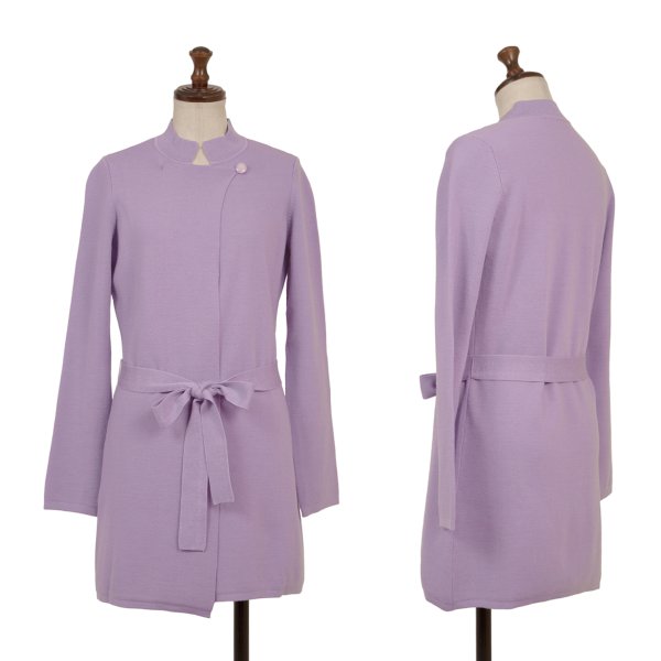 NARACAMICIE Blend Stand Collar Long Cardigan Purple Size 1