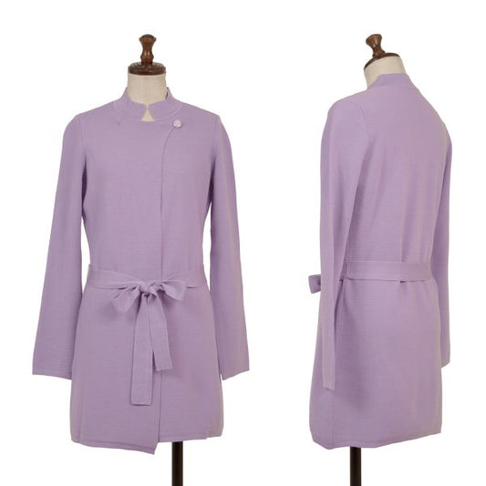 NARACAMICIE Blend Stand Collar Long Cardigan Purple Size 1