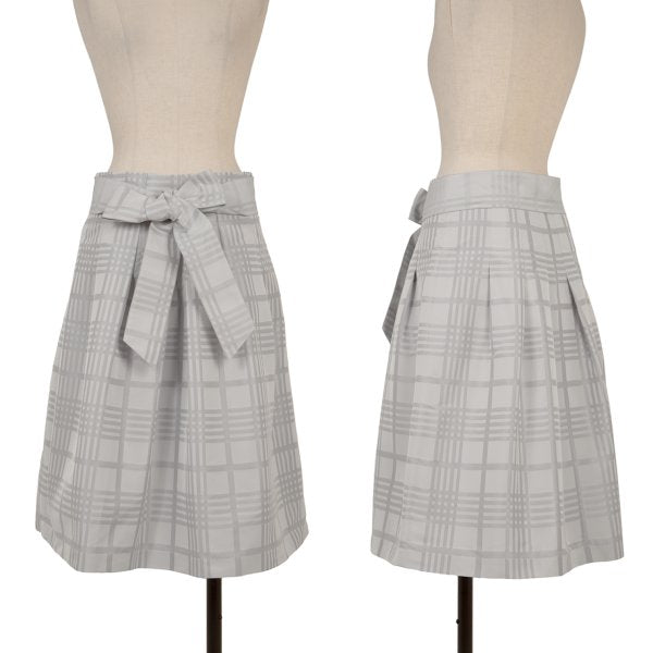 NARACAMICIE Graph Check Pleated Skirt Silver Size 2
