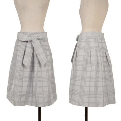 NARACAMICIE Graph Check Pleated Skirt Silver Size 2
