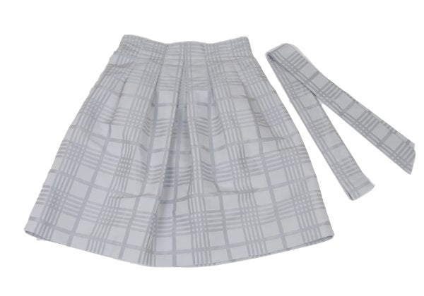 NARACAMICIE Graph Check Pleated Skirt Silver Size 2