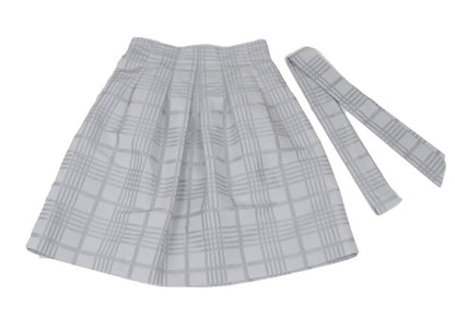 NARACAMICIE Graph Check Pleated Skirt Silver Size 2