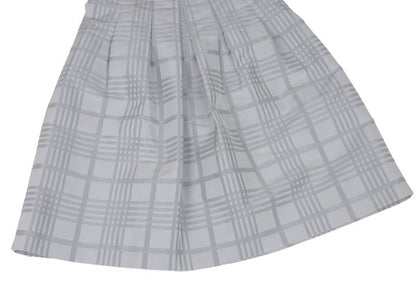NARACAMICIE Graph Check Pleated Skirt Silver Size 2