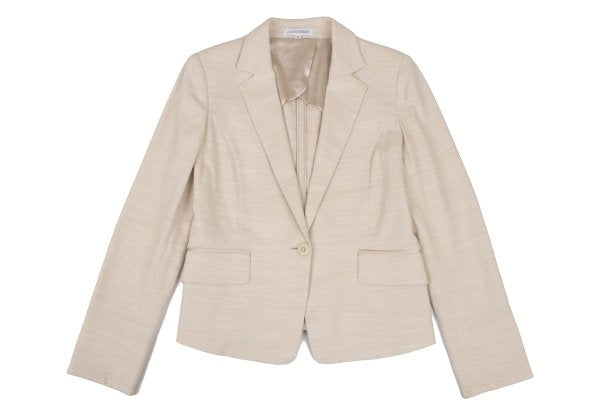 NARACAMICIE Lame Cotton Blend Tailored Blazer Beige Size 2