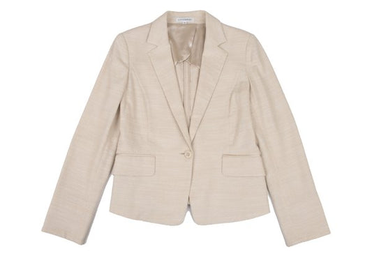 NARACAMICIE Lame Cotton Blend Tailored Blazer Beige Size 2