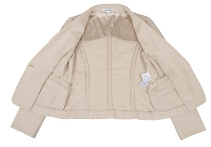 NARACAMICIE Lame Cotton Blend Tailored Blazer Beige Size 2