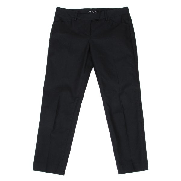 Theory Stretch Cotton Center Pleat Pants Black Size 2