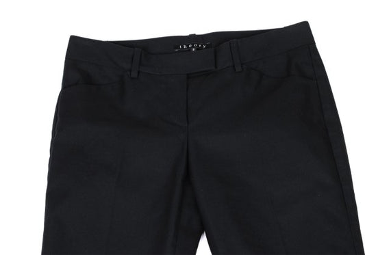 Theory Stretch Cotton Center Pleat Pants Black Size 2