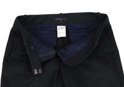 Theory Stretch Cotton Center Pleat Pants Black Size 2