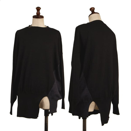 RISMAT by Y's Asymmetric Bi-Color Sweater Black/Navy Size 2