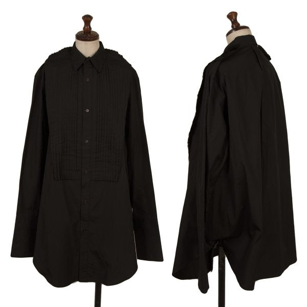 Yohji Yamamoto FEMME Pleated Cotton Long Shirt Black Size 2
