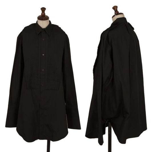 Yohji Yamamoto FEMME Pleated Cotton Long Shirt Black Size 2